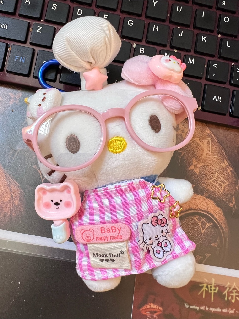 Hello Kitty Plush with Pink Glasses and Gingham Dress